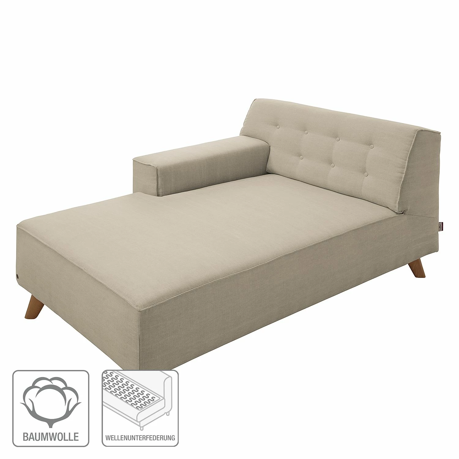 Tom Tailor Méridienne Nordic Chic - Tissu TUS : 1 ecru - Accoudoir monté à gauche (vu de face) 4 Tom Tailor Méridienne Nordic Chic - Tissu TUS : 1 ecru - Accoudoir monté à gauche (vu de face) – Image 2