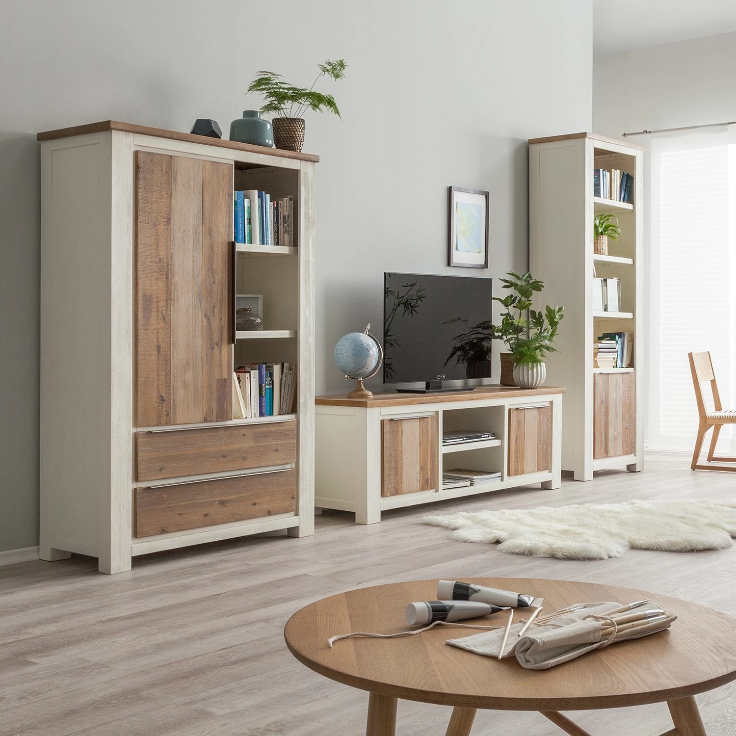 Maison Belfort Étagère Doral - Acacia partiellement massif Blanc / Marron 4 Maison Belfort Étagère Doral - Acacia partiellement massif Blanc / Marron – Image 2