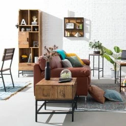 Ars manufacti Étagère Grasby - Pin recyclé / Métal - Pin foncé / Noir -loftscape Boutique regal grasby altholz pinie metall pinie dunkel schwarz 4939864