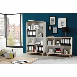 Germania Étagère Neston I - Partiellement en chêne massif - Blanc mat / Imitation chêne de Sanremo -loftscape Boutique regal neston i supermatt weiss eiche sanremo dekor 1154498