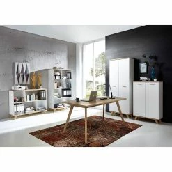 Germania Étagère Neston I - Partiellement en chêne massif - Blanc mat / Imitation chêne de Sanremo -loftscape Boutique regal neston i supermatt weiss eiche sanremo dekor 1154502