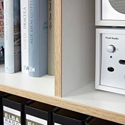 Germania Étagère Neston I - Partiellement en chêne massif - Blanc mat / Imitation chêne de Sanremo -loftscape Boutique regal neston i supermatt weiss eiche sonoma dekor 637718