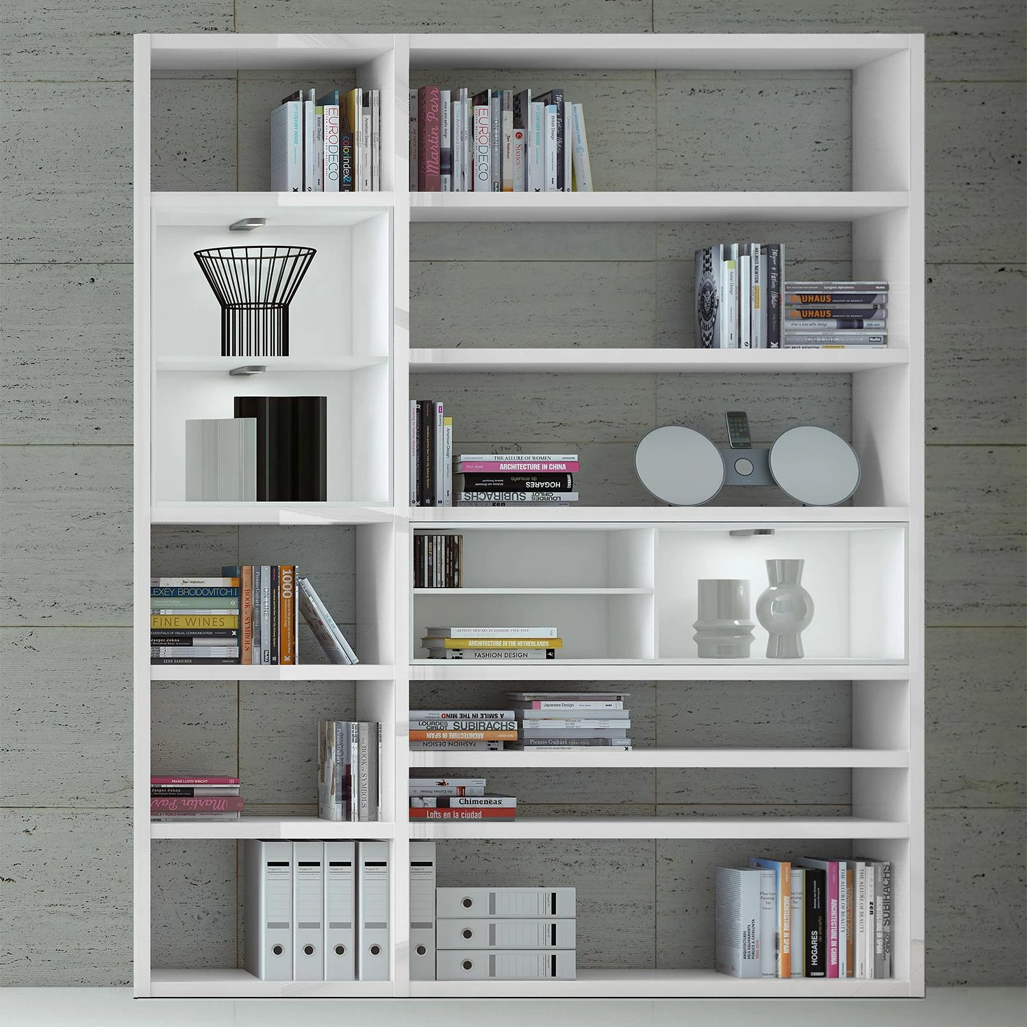 Loftscape Etagère Emporior II.B - Blanc brillant / Blanc - Avec éclairage 4 Loftscape Etagère Emporior II.B - Blanc brillant / Blanc - Avec éclairage – Image 2