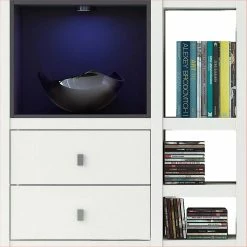 Loftscape Etagère Emporior III.A - Blanc / Noir - Avec éclairage -loftscape Boutique regalwand emporior iii a weiss schwarz 289573