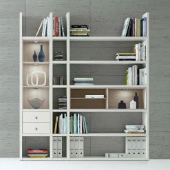 Loftscape Etagère Emporior III.B - Blanc / Imitation chêne de Sonoma - Avec éclairage -loftscape Boutique regalwand emporior iii b weiss sonoma eiche dekor 289431