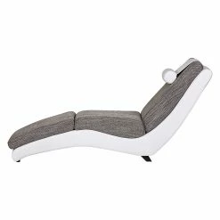 Roomscape Chaise longue de relaxation Carson - Cuir synthétique blanc / Tissu structuré gris clair -loftscape Boutique relaxliege carson kunstleder weiss strukturstoff hellgrau 388179