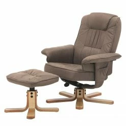 Modoform Fauteuil de relaxation Canillo I - Aspect cuir vieilli - Gris Congo (avec repose-pieds)
