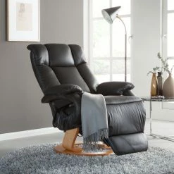 Modoform Fauteuil de relaxation Casey - Cuir véritable / Imitation cuir - Noir -loftscape Boutique relaxsessel casey echtleder kunstleder schwarz 3320605