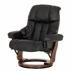 Modoform Fauteuil relax et repose-pieds Grunewald - Cuir véritable / Imitation cuir - Noir - Marron -loftscape Boutique relaxsessel grunewald mit hocker echtleder schwarz 374915