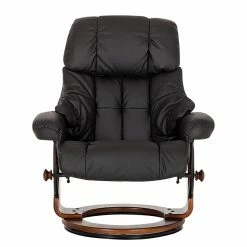 Modoform Fauteuil relax et repose-pieds Grunewald - Cuir véritable / Imitation cuir - Noir - Marron -loftscape Boutique relaxsessel grunewald mit hocker echtleder schwarz 374916