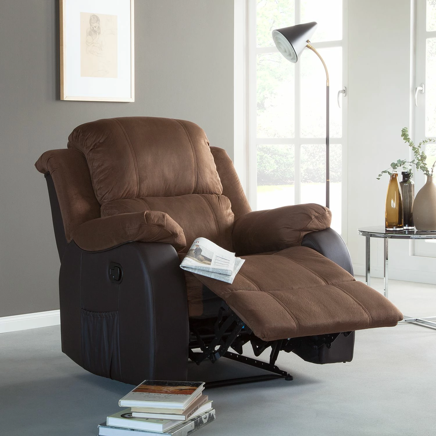 Modoform Fauteuil de relaxation Norden - Microfibre / Imitation cuir - Marron 4 Modoform Fauteuil de relaxation Norden - Microfibre / Imitation cuir - Marron – Image 2
