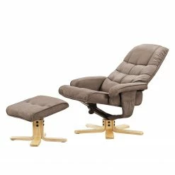 Modoform Fauteuil de relaxation Sund - Avec repose-pieds - Microfibre - Beige chaud -loftscape Boutique relaxsessel sund mit hocker microfaser cubanit 5144680