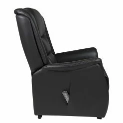 Modoform Fauteuil TV Sylt - Avec moteur et disposiif pour se lever - Cuir synthétique noir - Imitation érable / Orange -loftscape Boutique relaxsessel sylt mit motor und aufstehhilfe echtleder schwarz 373377