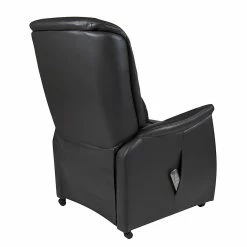 Modoform Fauteuil TV Sylt - Avec moteur et disposiif pour se lever - Cuir synthétique noir - Imitation érable / Orange -loftscape Boutique relaxsessel sylt mit motor und aufstehhilfe echtleder schwarz 373378