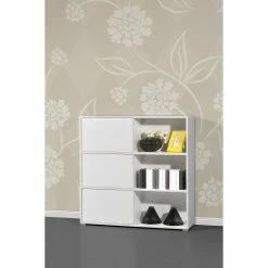 Germania Etagère à portes coulissantes Mingle II - Blanc / Imitation chêne Sonoma -loftscape Boutique schiebetuerenregal mingle ii weiss eiche sonoma dekor 5029196