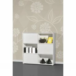 Germania Etagère à portes coulissantes Mingle II - Blanc / Imitation chêne Sonoma -loftscape Boutique schiebetuerenregal mingle ii weiss eiche sonoma dekor 5029208