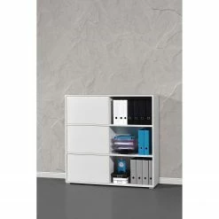 Germania Etagère à portes coulissantes Mingle II - Blanc / Imitation chêne Sonoma -loftscape Boutique schiebetuerenregal mingle ii weiss eiche sonoma dekor 5029220