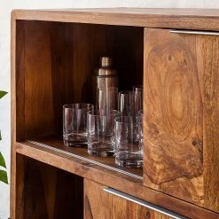 Ars Natura Étagère à portes coulissantes Trangle - Sheesham massif -loftscape Boutique schiebetuerenregal trangle sheesham massiv 676046