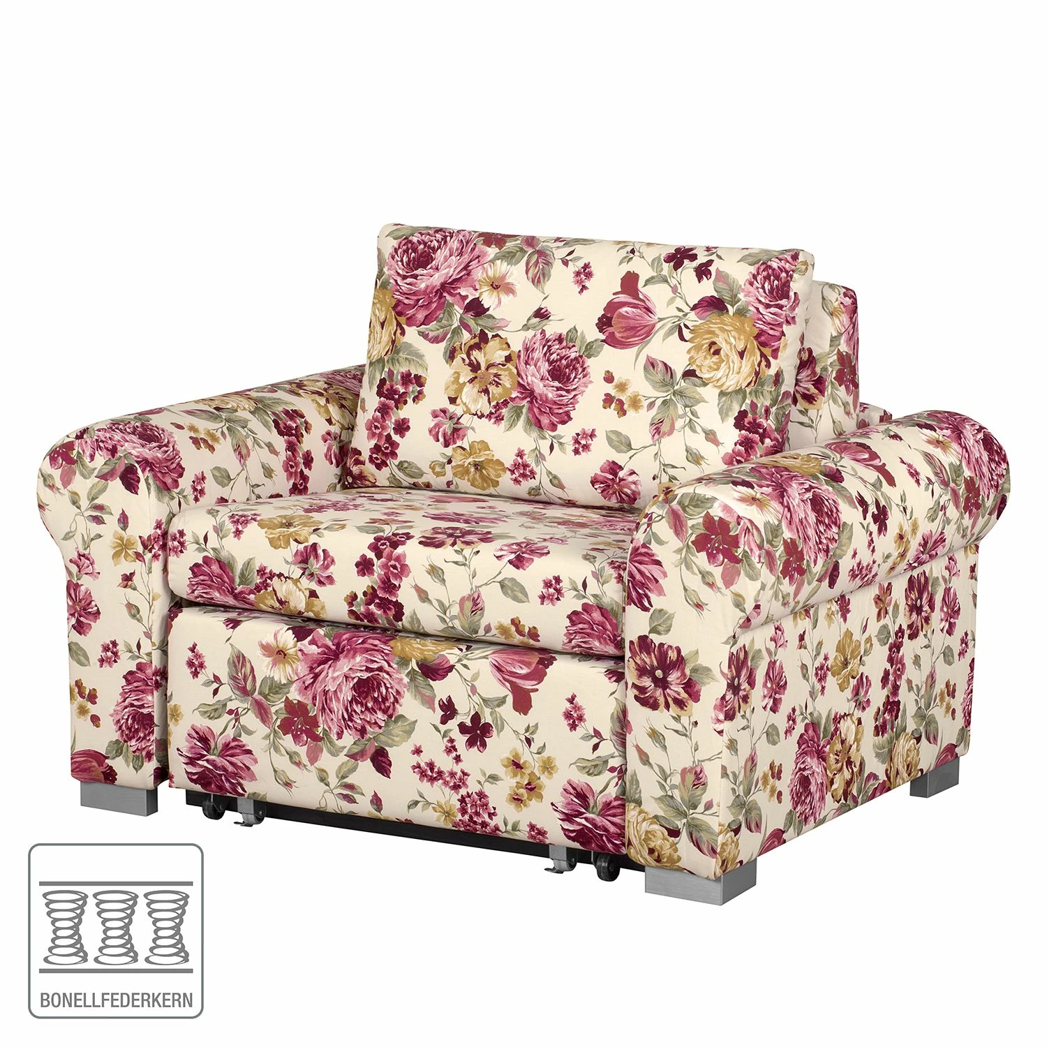 Mooved Fauteuil convertible Latina XII - Matière tissée - Motif floral beige 4 Mooved Fauteuil convertible Latina XII - Matière tissée - Motif floral beige – Image 2