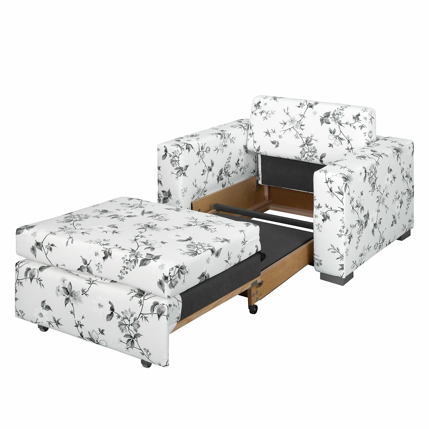 Mooved Fauteuil convertible Latina VII - Matière tissée - Motif floral - Blanc / Gris 8 Mooved Fauteuil convertible Latina VII - Matière tissée - Motif floral - Blanc / Gris – Image 6