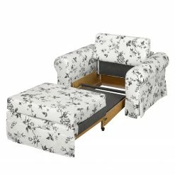 Mooved Fauteuil convertible Latina VII - Matière tissée - Blanc / Gris -loftscape Boutique schlafsessel lepe gebluemt weiss grau 4134148