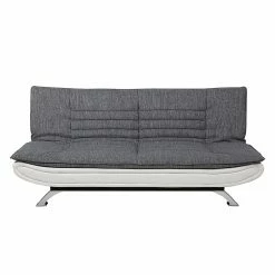 Fredriks Canapé convertible Fanny - Tissu gris clair / Cuir synthétique blanc -loftscape Boutique schlafsofa fanny webstoff hellgrau kunstleder weiss 354071