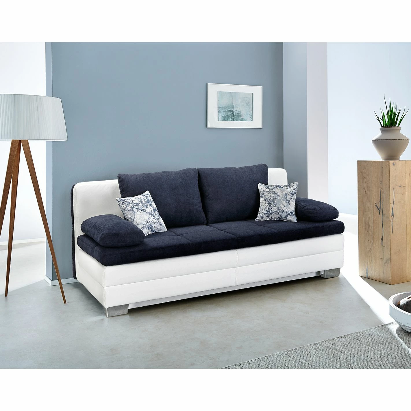 Home Design Canapé convertible Gibb - Blanc / Bleu 5 Home Design Canapé convertible Gibb - Blanc / Bleu – Image 3