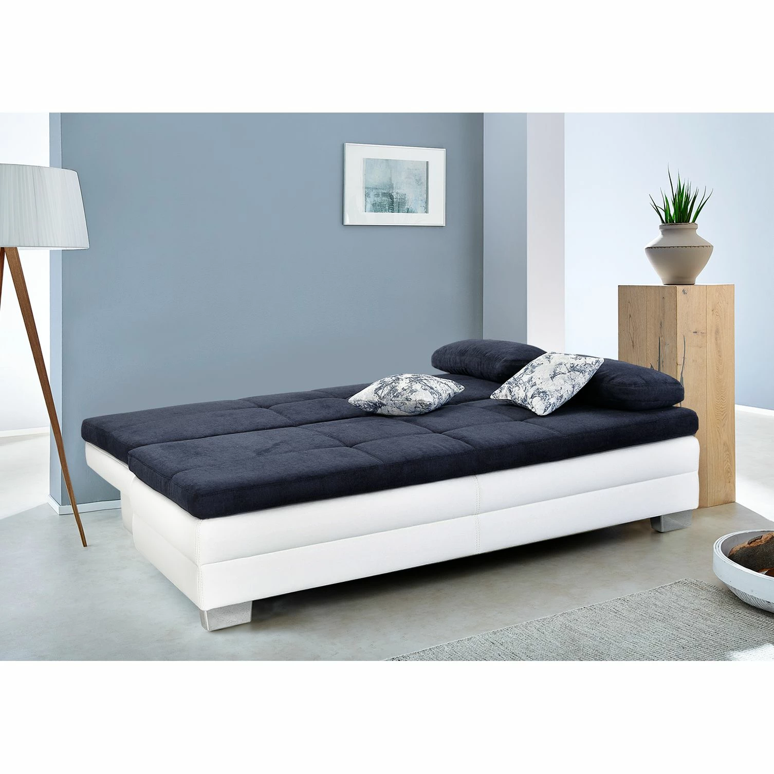 Home Design Canapé convertible Gibb - Blanc / Bleu 7 Home Design Canapé convertible Gibb - Blanc / Bleu – Image 5