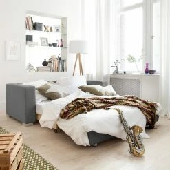 Mooved Canapé convertible Latina - Tissu Doran : Gris - Largeur : 150 cm -loftscape Boutique schlafsofa latina webstoff grau 150 cm 4047916