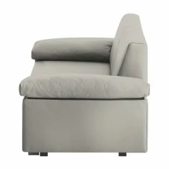 Chillout by Franz Fertig Canapé convertible Plaza - Gris - Largeur : 192 cm - Accoudoir réglable -loftscape Boutique schlafsofa plaza echtleder grau 192 cm abklappbare armlehnen 1413782