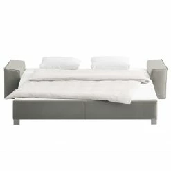 Chillout by Franz Fertig Canapé convertible Plaza - Gris - Largeur : 192 cm - Accoudoir réglable -loftscape Boutique schlafsofa plaza echtleder grau 192 cm abklappbare armlehnen 1413786
