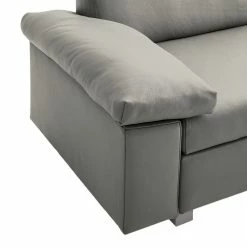 Chillout by Franz Fertig Canapé convertible Plaza - Gris - Largeur : 192 cm - Accoudoir réglable -loftscape Boutique schlafsofa plaza echtleder grau 192 cm abklappbare armlehnen 1413814