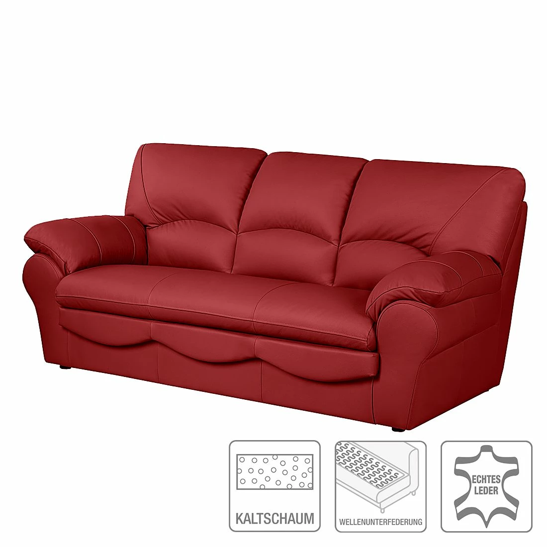 Modoform Canapé convertible Torsby - Cuir véritable rouge 4 Modoform Canapé convertible Torsby - Cuir véritable rouge – Image 2