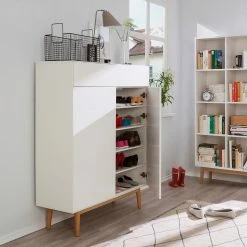 Mørteens Meuble à chaussures Lindholm II - Partiellement en chêne massif - Blanc -loftscape Boutique schuhschrank lindholm ii weiss eiche massiv 4031156