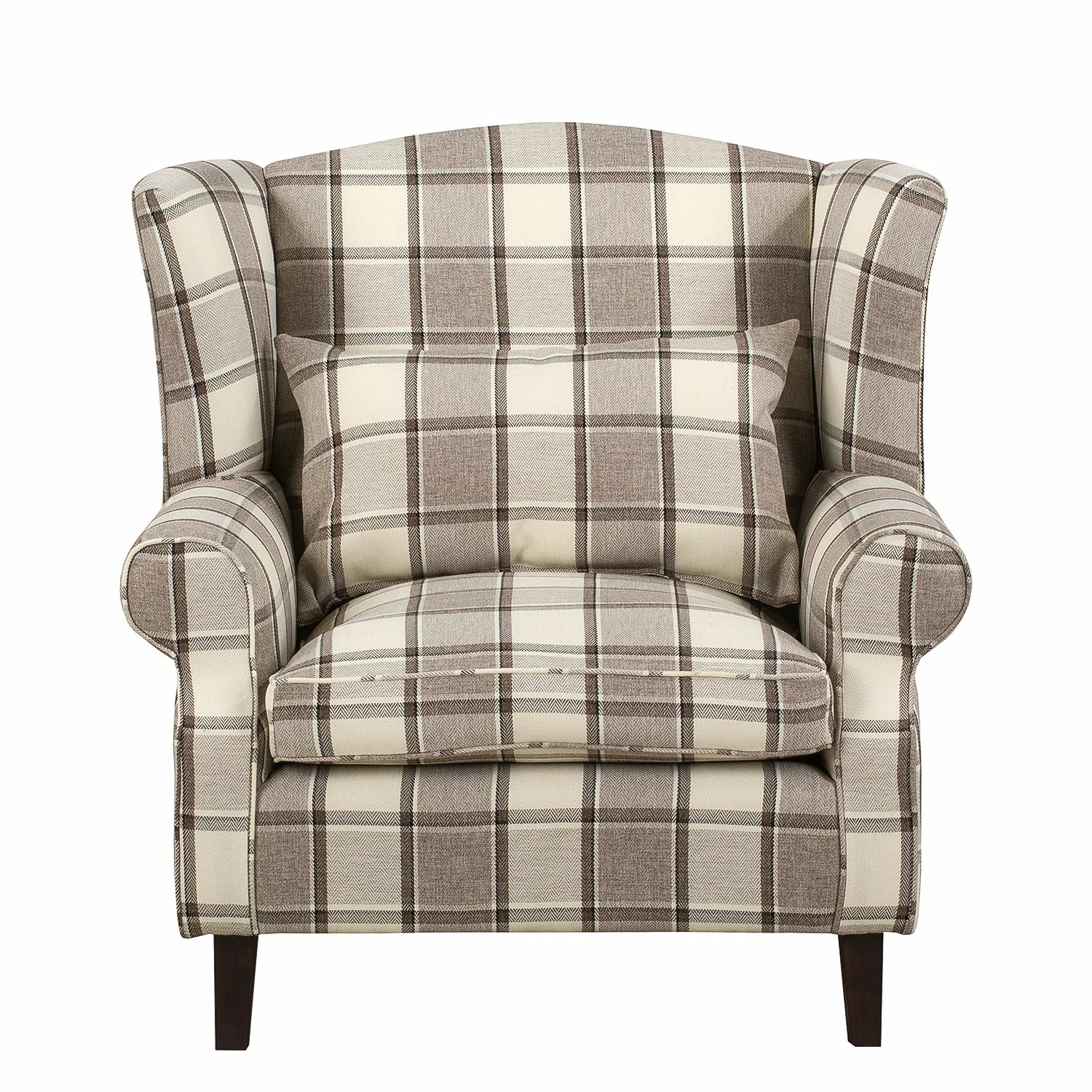 Maison Belfort Fauteuil à oreilles Colmar XL - Marron / Beige 4 Maison Belfort Fauteuil à oreilles Colmar XL - Marron / Beige – Image 2