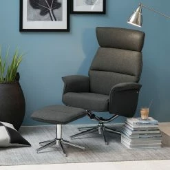 Fredriks Fauteuil Dingle (avec repose-pieds) - Tissu - Gris -loftscape Boutique sessel dingle mit hocker webstoff grau 4068720