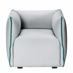 Fredriks Ensemble de salon Grady II (3-2-1) - Tissu - Gris clair / Turquoise -loftscape Boutique sessel grady webstoff ii ohne hocker hellgrau tuerkis 4771416 1