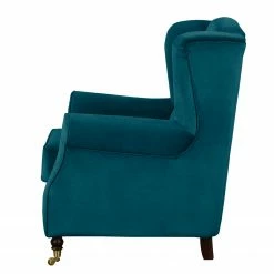 Jack & Alice Fauteuil à oreilles Grendon Velours - Bleu pétrole -loftscape Boutique sessel grendon i samt dunkelblau 4224948