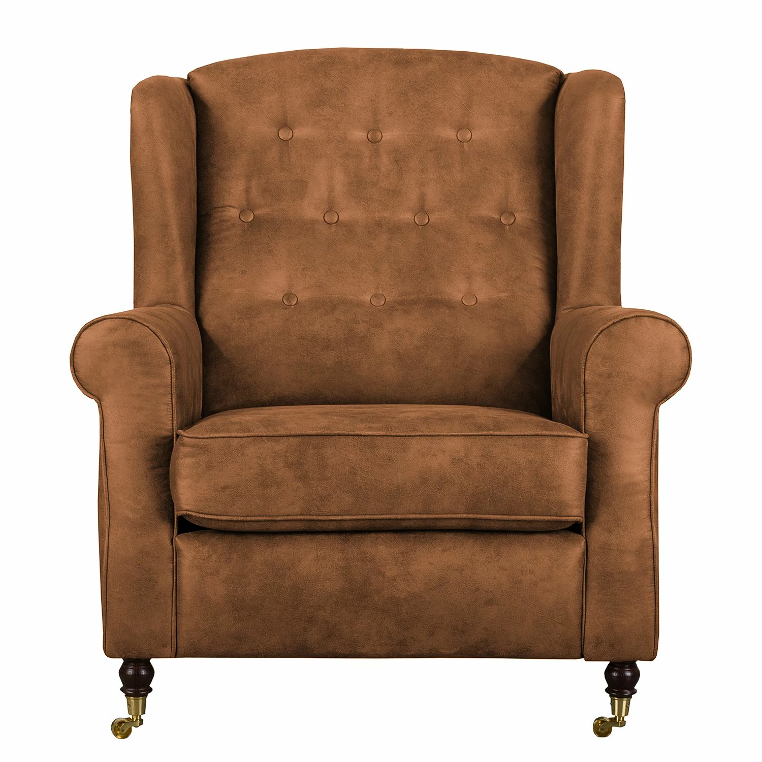 Ars manufacti Fauteuil à oreilles Grendon - Aspect cuir vieilli - Brun 4 Ars manufacti Fauteuil à oreilles Grendon - Aspect cuir vieilli - Brun – Image 2