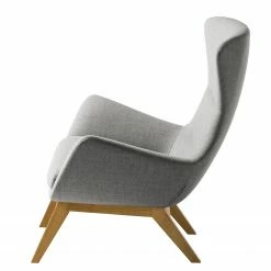 Studio Copenhagen Fauteuil Hepburn I - Tissu Milan : Gris clair - Chêne foncé -loftscape Boutique sessel hepburn flachgewebe eiche stoff milan hellgrau 5017360