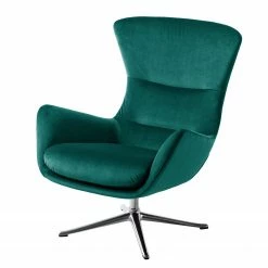 Studio Copenhagen Fauteuil Hepburn III - Velours Shyla: Pétrol - Chrome brillant