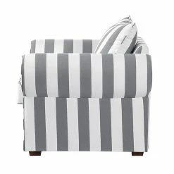 Maison Belfort Fauteuil Colmar - Tissu gris à rayures -loftscape Boutique sessel livia webstoff grau gestreift 309461