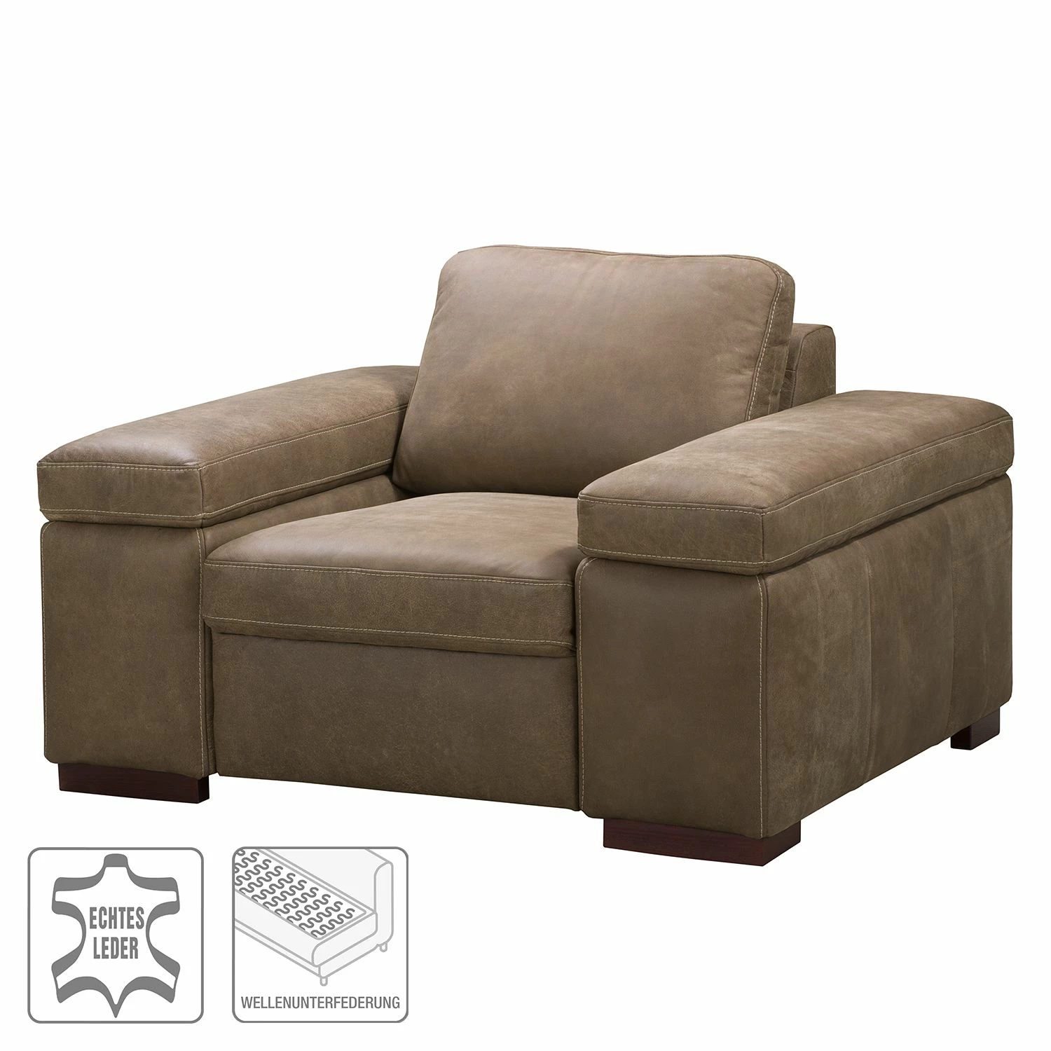 Ars Natura Fauteuil Maine - Cuir véritable - Noix de muscade 4 Ars Natura Fauteuil Maine - Cuir véritable - Noix de muscade – Image 2