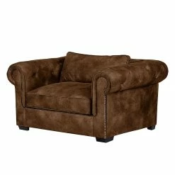 Ars manufacti Fauteuil Mallow - Aspect cuir vieilli marron