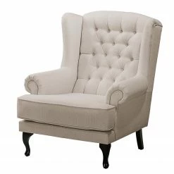 Maison Belfort Fauteuil à oreilles Miscol - Cappuccino - Sans repose-pieds