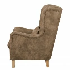 Ars Natura Fauteuil à oreilles Shenton - Aspect cuir vieilli - Latte macchiatto -loftscape Boutique sessel shenton antiklederlook cubanit 4252440