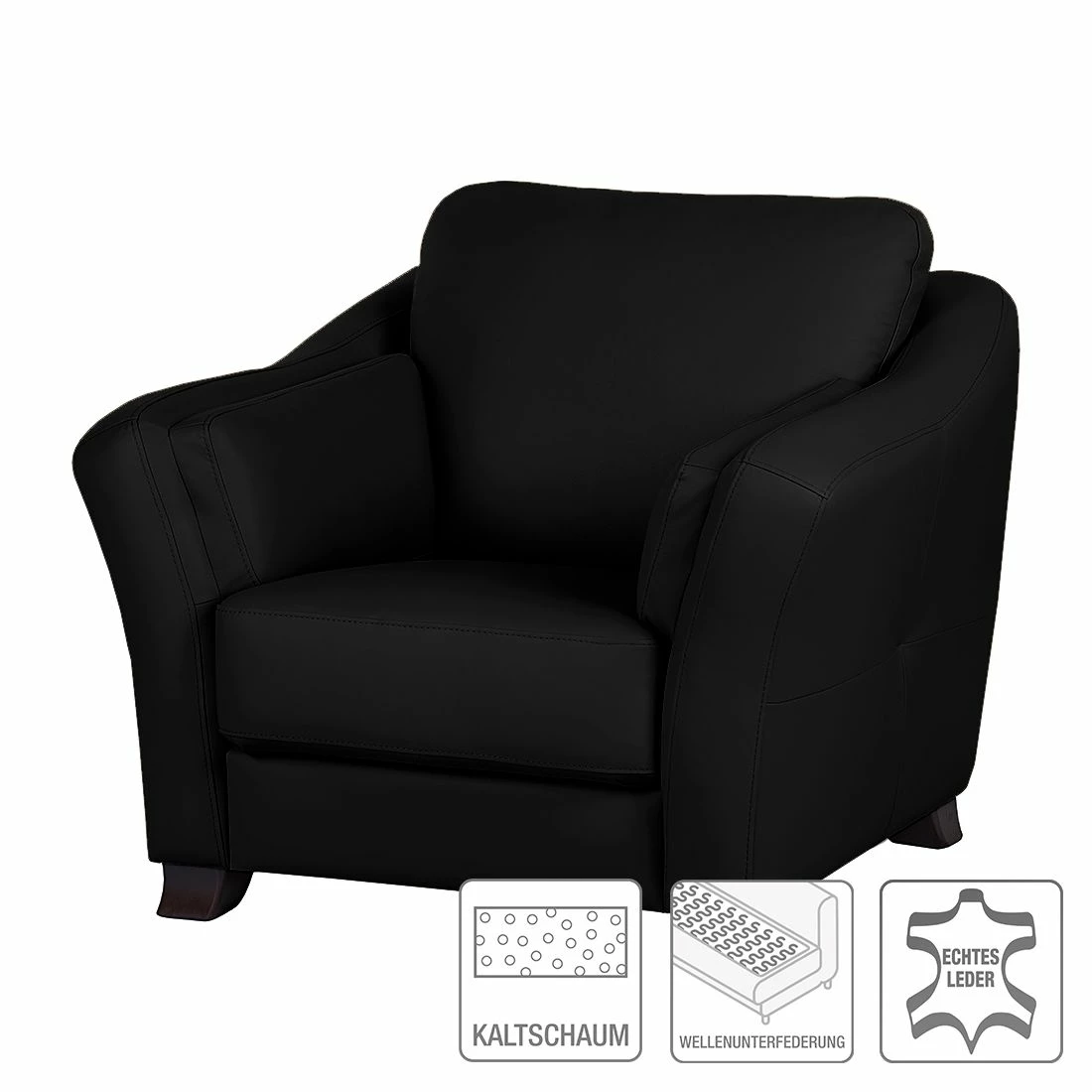 Modoform Fauteuil Toucy - Cuir véritable noir 4 Modoform Fauteuil Toucy - Cuir véritable noir – Image 2
