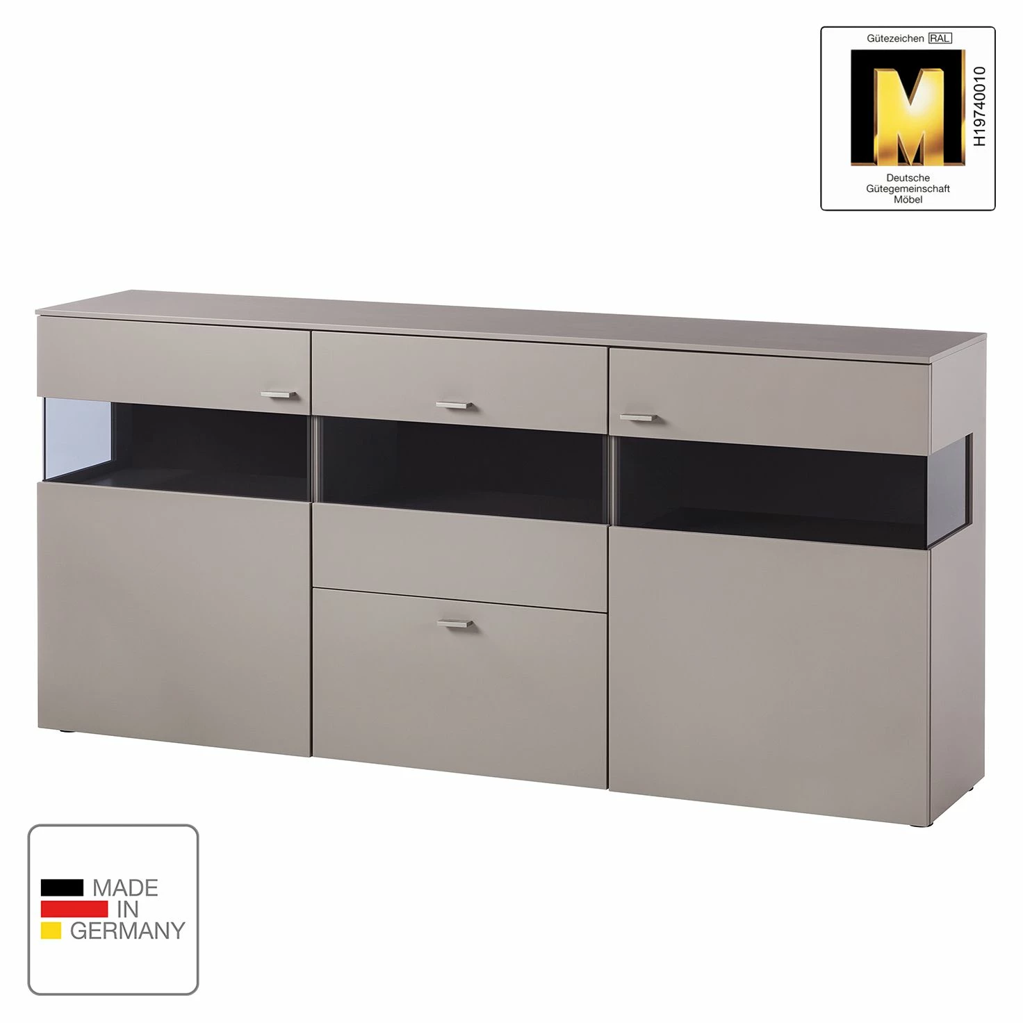 GWINNER Buffet Anzio - Tourbe mat - Avec éclairage 4 GWINNER Buffet Anzio - Tourbe mat - Avec éclairage – Image 2