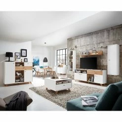 Germania Armoire suspendue Calvi II - Imitation pin blanc / Imitation chêne de Navarra -loftscape Boutique sideboard calvi i schraeger fuss 4087260 1