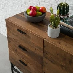 Ars manufacti Buffet Grasby - Pin recyclé / Métal - Pin foncé / Noir -loftscape Boutique sideboard grasby altholz pinie metall pinie dunkel schwarz 4920620